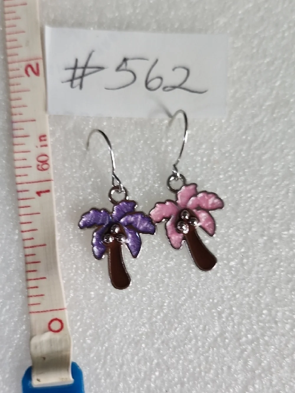 Hand Crafted Purple and Pink Palm Tree Dangle Earrings